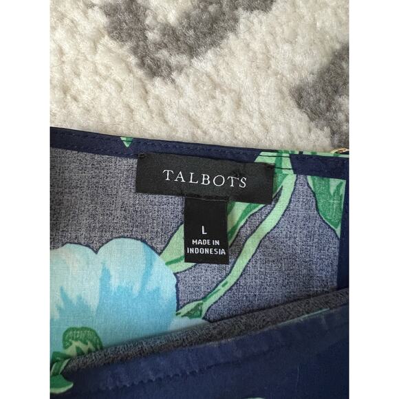 TALBOTS Stunning Floral Poplin 2 Piece Bateau Blouse Midi Skirt Set Large/14 - Picture 8 of 16